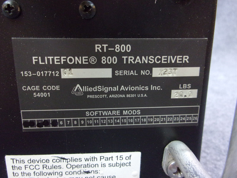 Flitefone RT-800 Transceiver P/N 153-017712-01  Hughes 1015990-0001