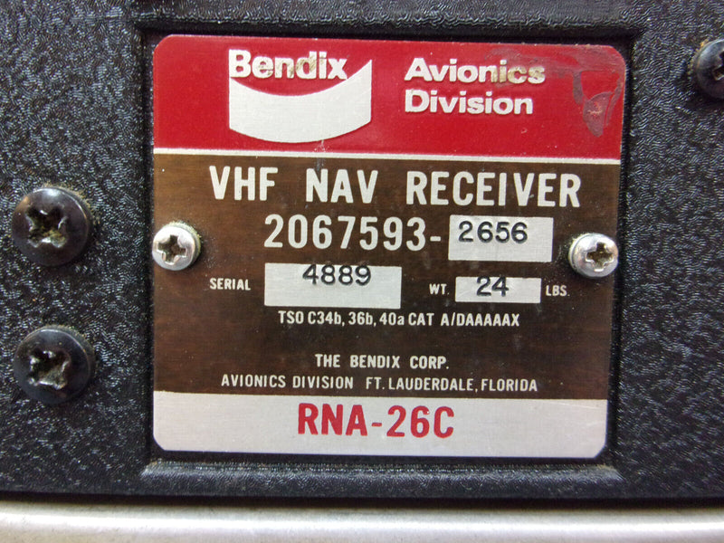 Bendix RNA-26C VHF Nav Receiver P/N 2067593-2656