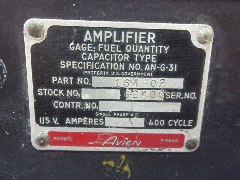 Avien AN-G-31 Fuel Quantity Gage Amplifier P/N 164-02