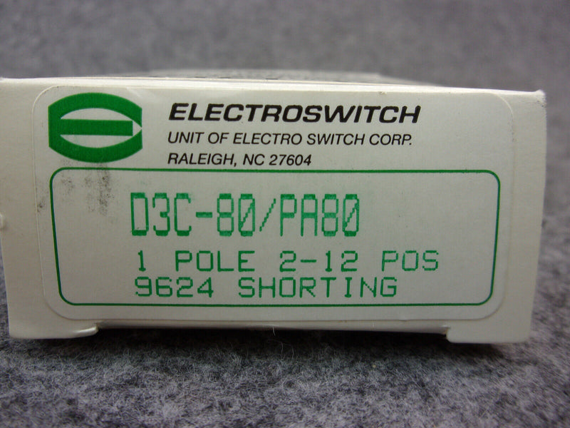 Electroswitch Shorting Rotary Switch P/N D3C-80/PA80