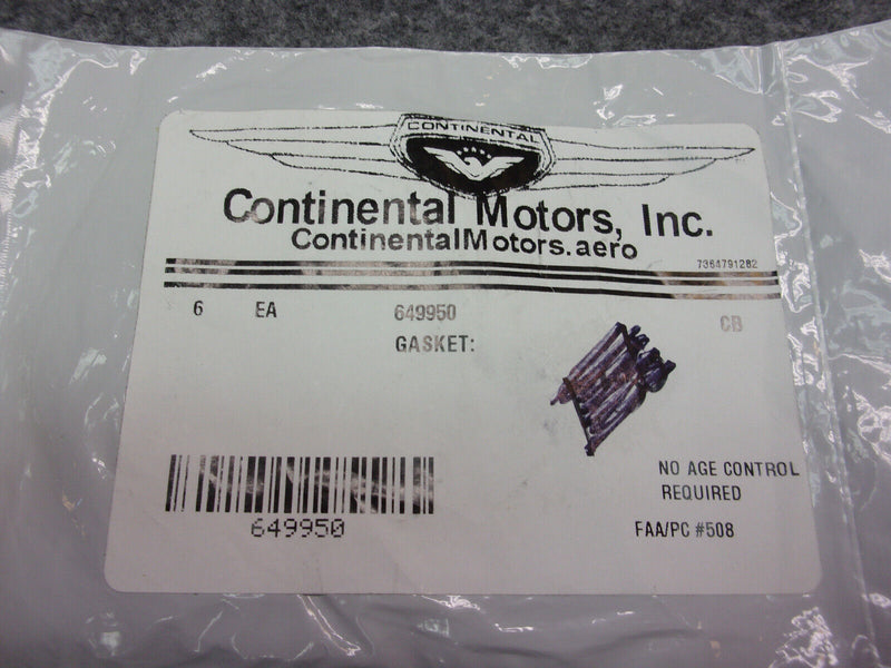 Continental Intake Gasket P/N 649950 (Lot Of 6 W/8130)