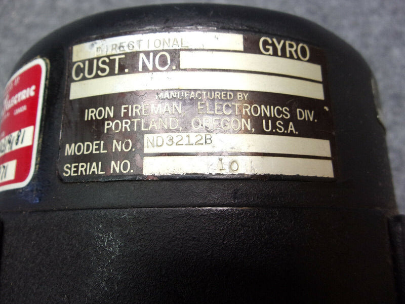 Iron Fireman ND3212B Directional Gyro P/N 6615-21-803-9181