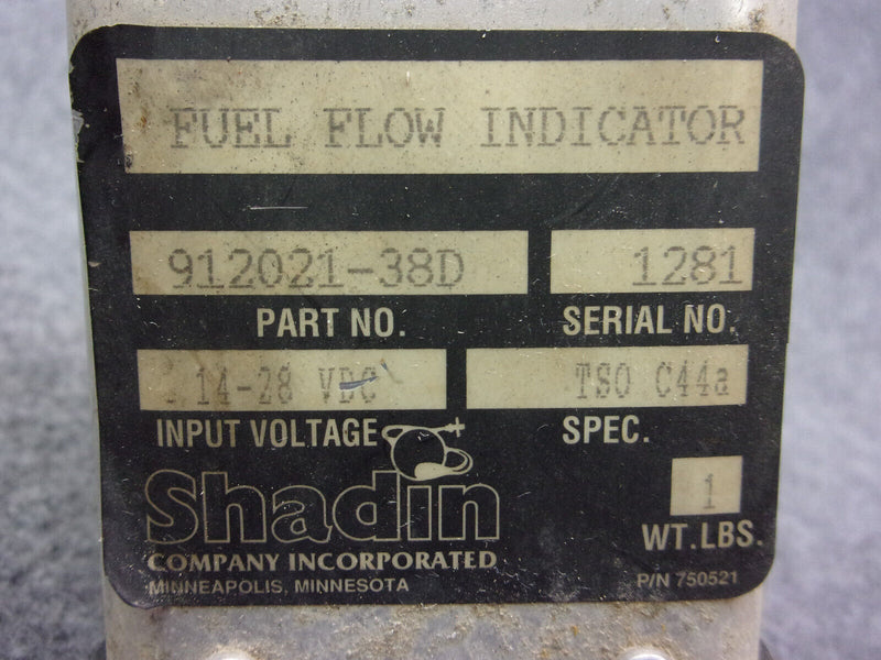 Shadin Fuel Flow Indicator P/N 912021-38D