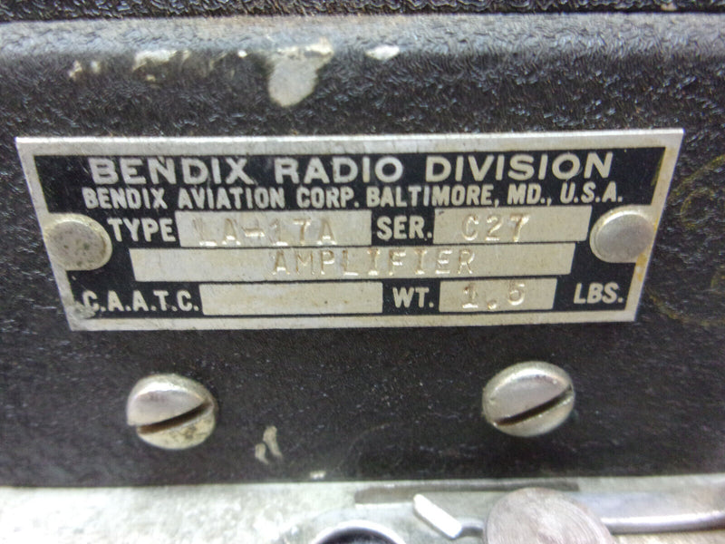 Bendix Aviation Amplifier P/N LA-17A