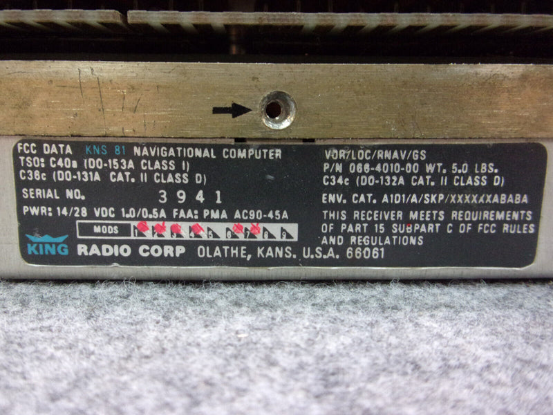 King KNS-81 Nav Computer P/N 066-4010-00 (BER)