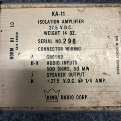 King KA-11 Isolation Amplifier With Connector