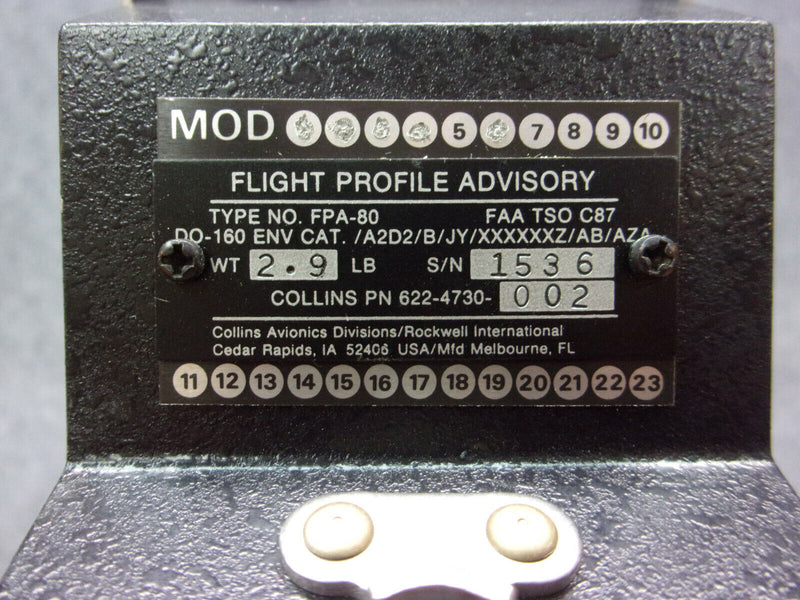Collins FPA-80 Flight Profile Advisory P/N 622-4730-002