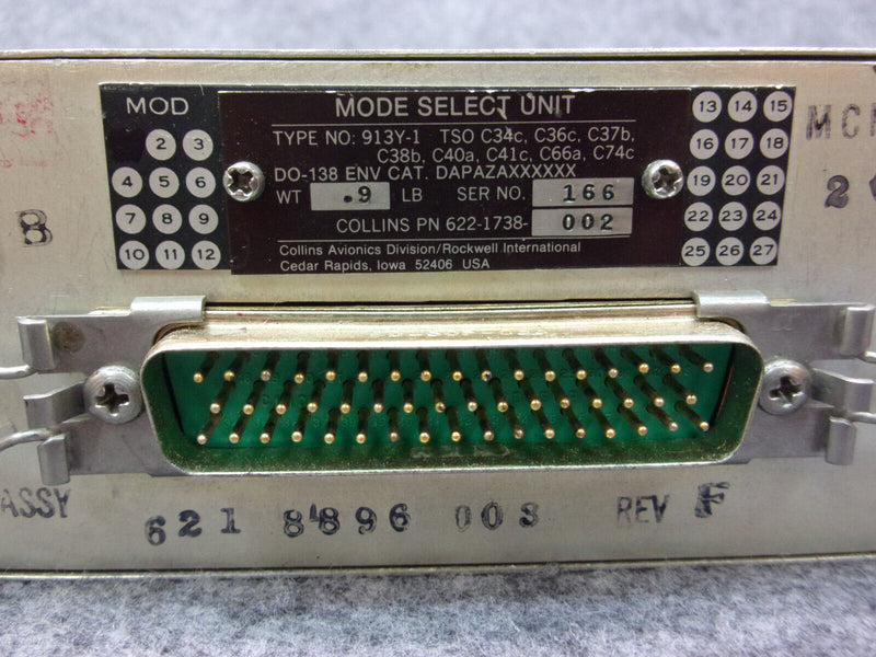 Collins 913Y-1 Mode Select Unit P/N 622-1738-002