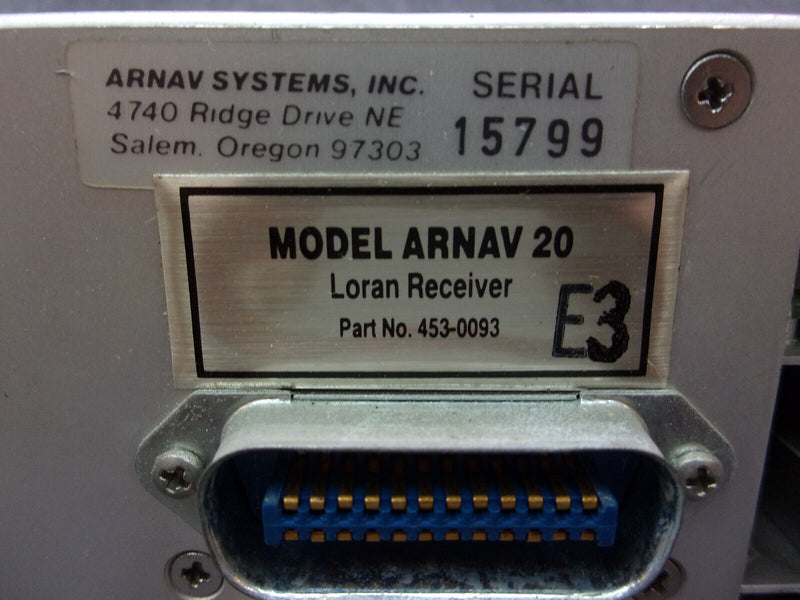 Arnav Model 20 Loran Receiver With Tray And Connector P/N 453-0093-E3