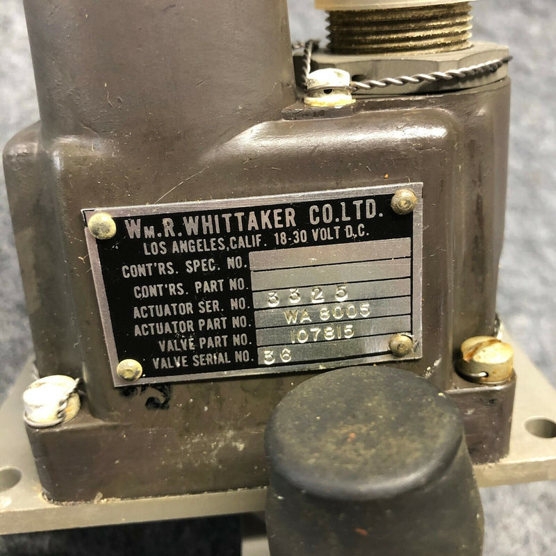 Whittaker Actuator Valve P/N 107815