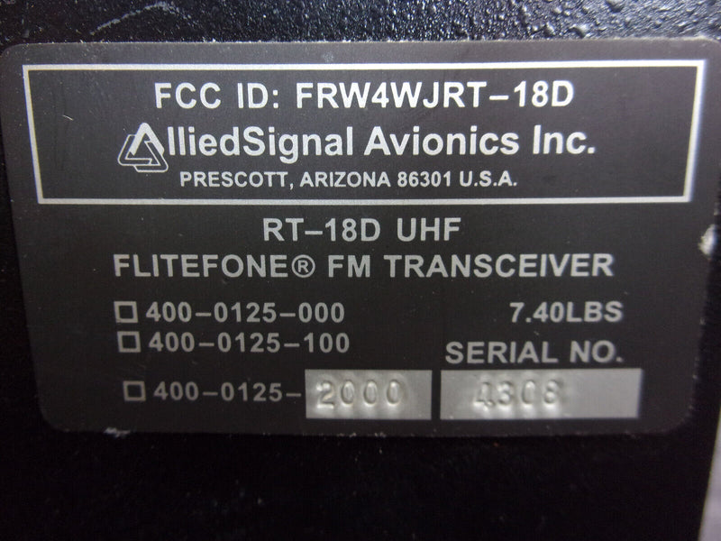 Global-Wulfsberg RT-18D FM Transceiver P/N 400-0125-2000