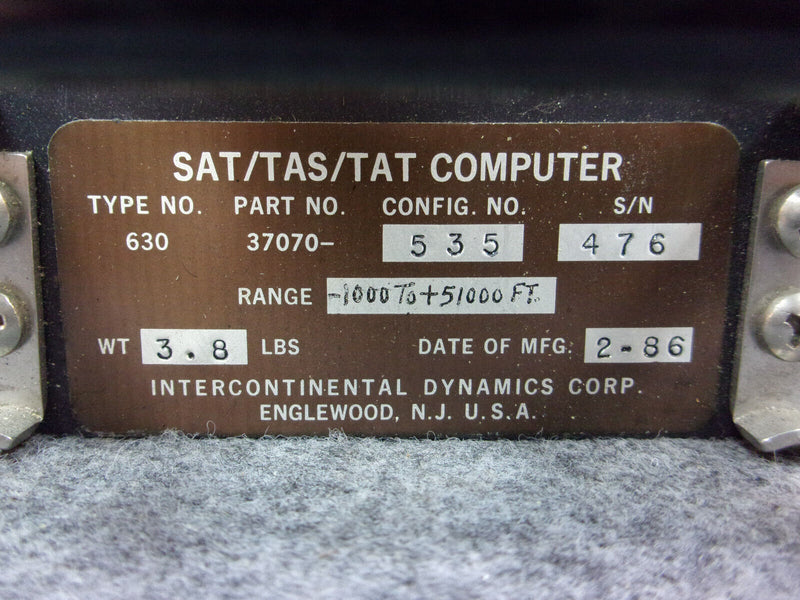 Intercontinental Dynamics Type 630 SAT TAS TAT Computer P/N 37070-535