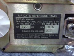 Collins ARP-851 Air Data Reference Panel P/N 622-9500-011