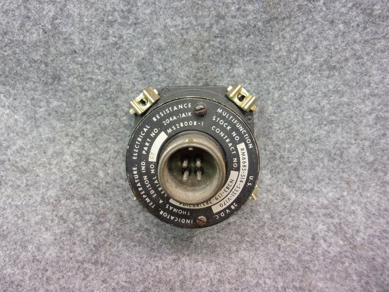 Thomas A Edison Temperature Indicator Gauge P/N 204A-1A1K  MS28008-1