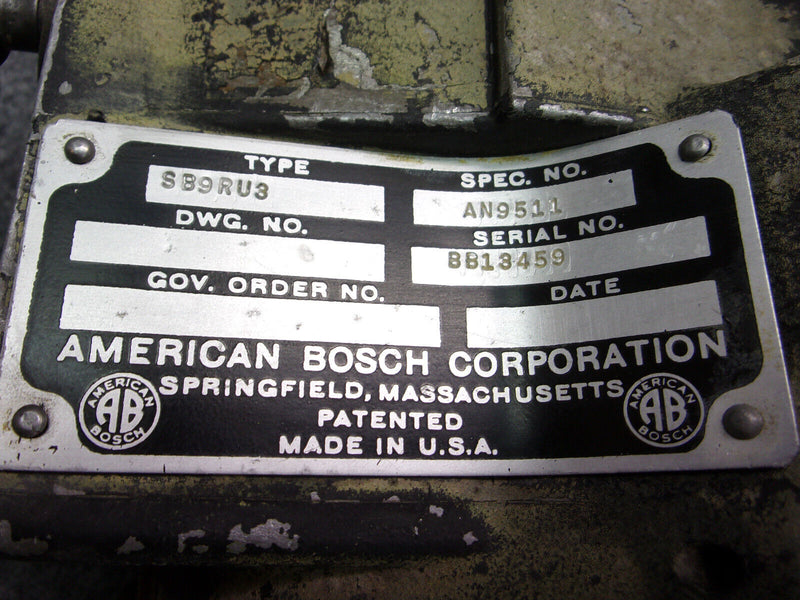 American Bosch AN9511 Radial Engine Magneto P/N SB9RU3