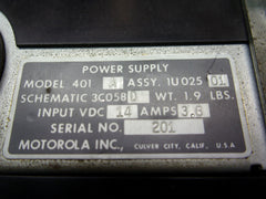 Motorola Model 401A Power Supply P/N 1U02501