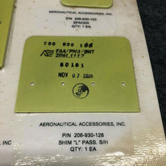 Bell 206L Helicopter R/H Angle Mount Shim Spacer Kit P/N 206-930-122