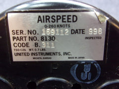 United Instruments Airspeed Indicator P/N 8130-B311