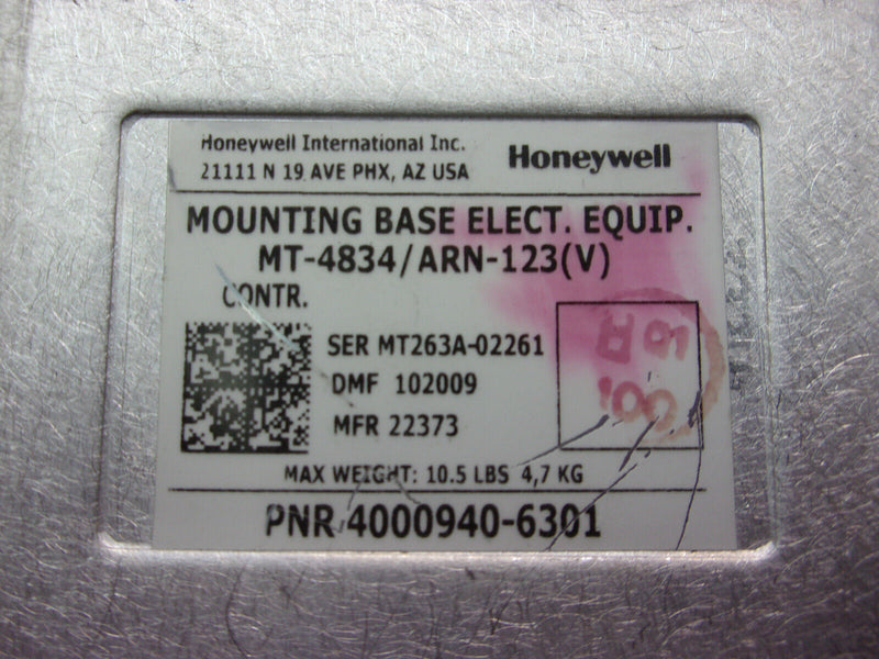 Honeywell Bendix MT-4834/ARN-123(V) Mount Tray And Shock Mounts P/N 4000940-6301