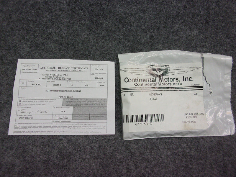 Continental Packing Seal P/N 633958-3 (W/8130)