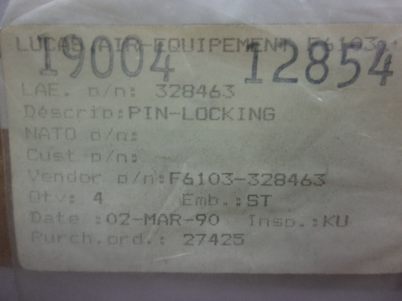 Lucas Aerospace Locking Pin P/N 328463 (Lot of 2)