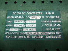 KGS Electronics 210W DC To DC Converter P/N UC-28-14