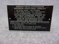 Baggage Cargo Compartment Placard