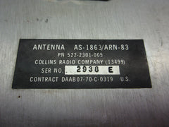 Collins AS-1863/ARN-83 Antenna P/N 522-2301-005