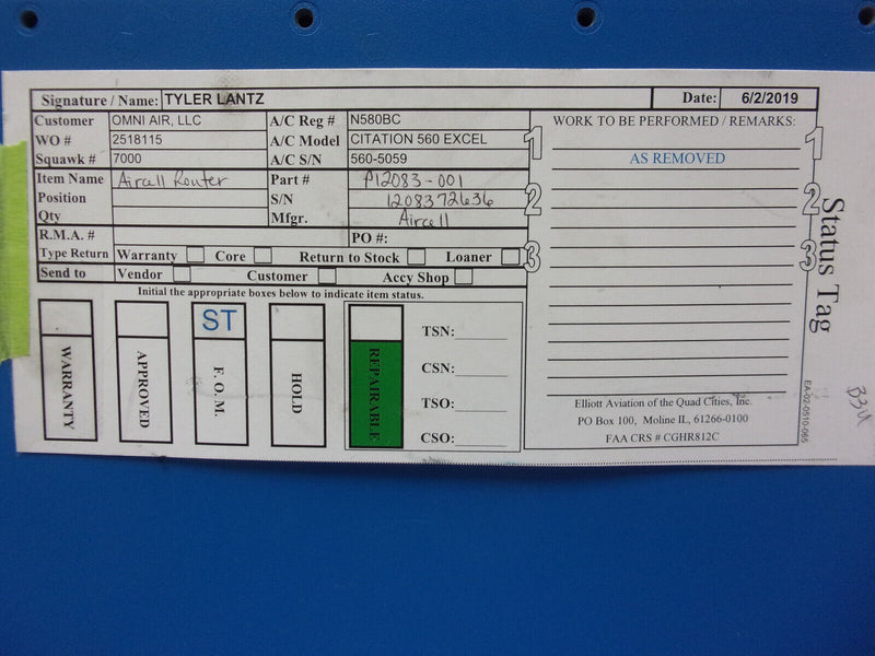 GoGo Aircell Cabin Telecoms Router P/N P12083-001