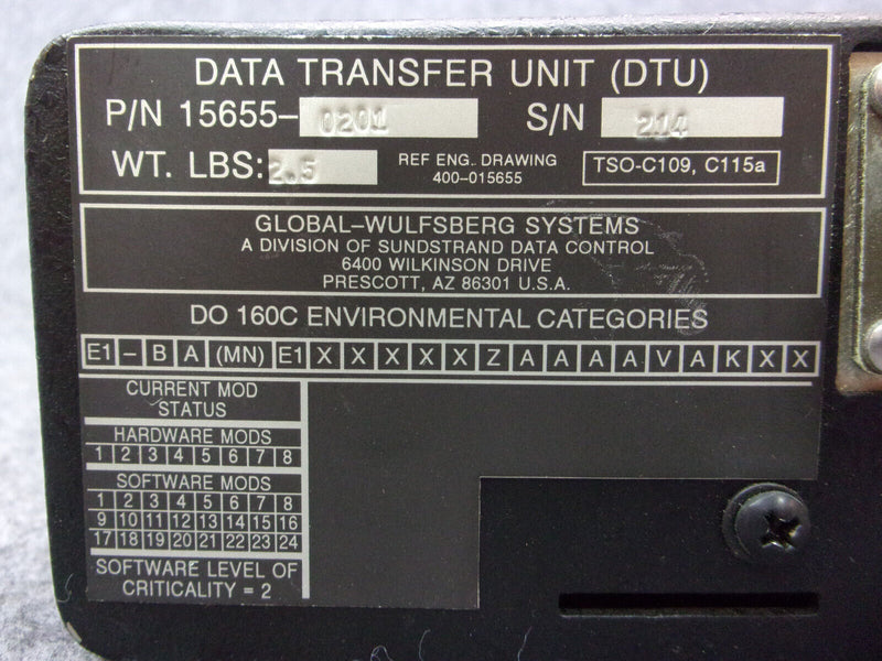 Global-Wulfsberg DTU Data Transfer Unit P/N 15655-0201
