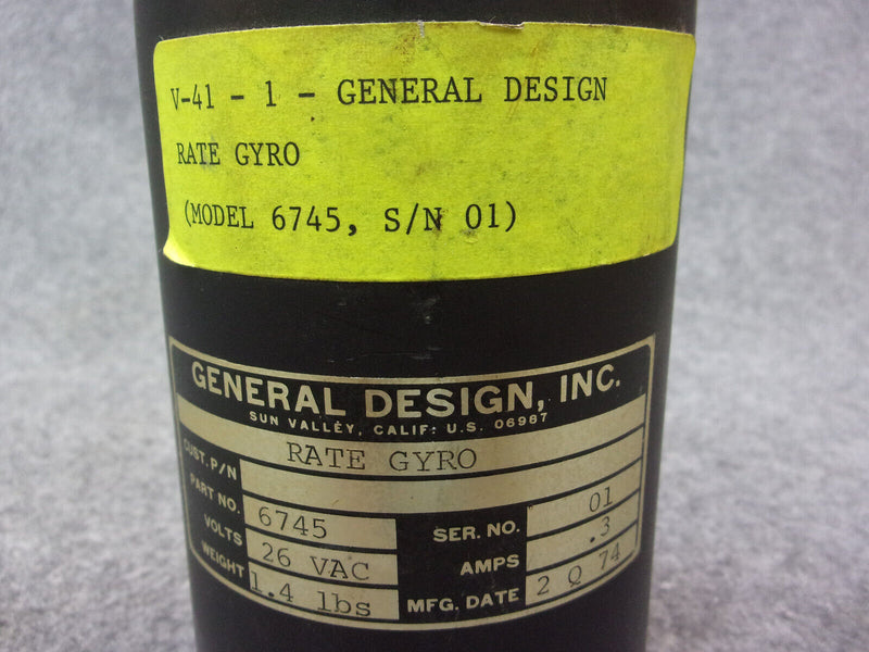 General Design Rate Gyro P/N 6475