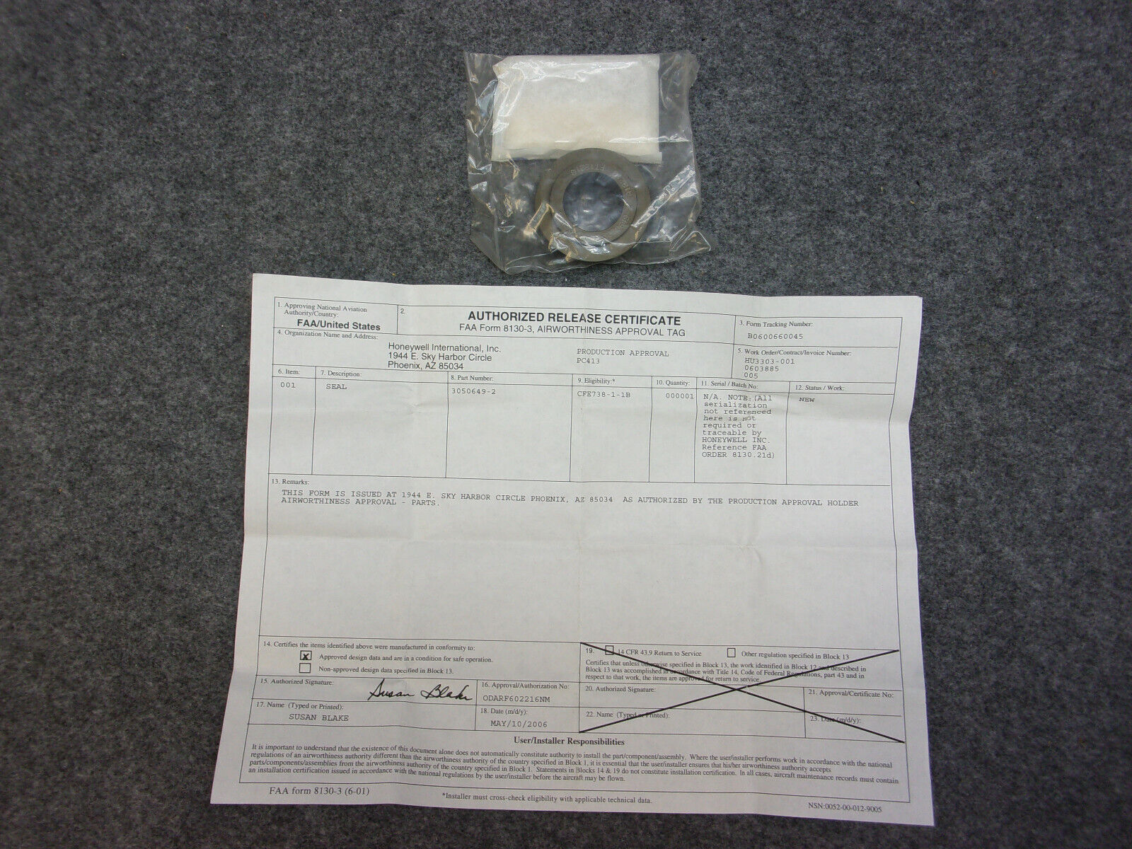 Honeywell CFE738-1-1B Seal P/N 3050649-2 (New W/8130) | Rocky Mountain ...