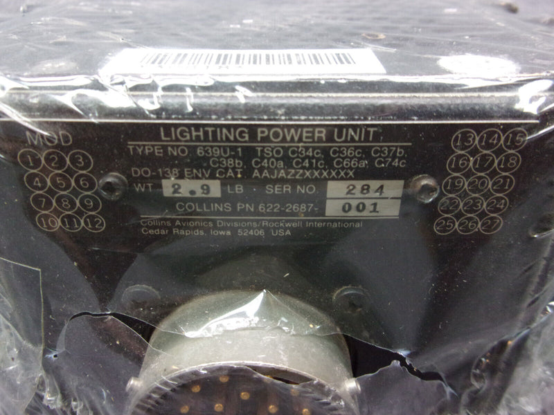 Collins 639U-1 Lighting Power Unit P/N 622-2687-001