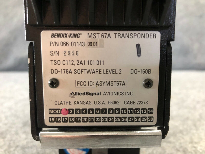 Bendix King MST67A Transponder P/N 066-01143-0601