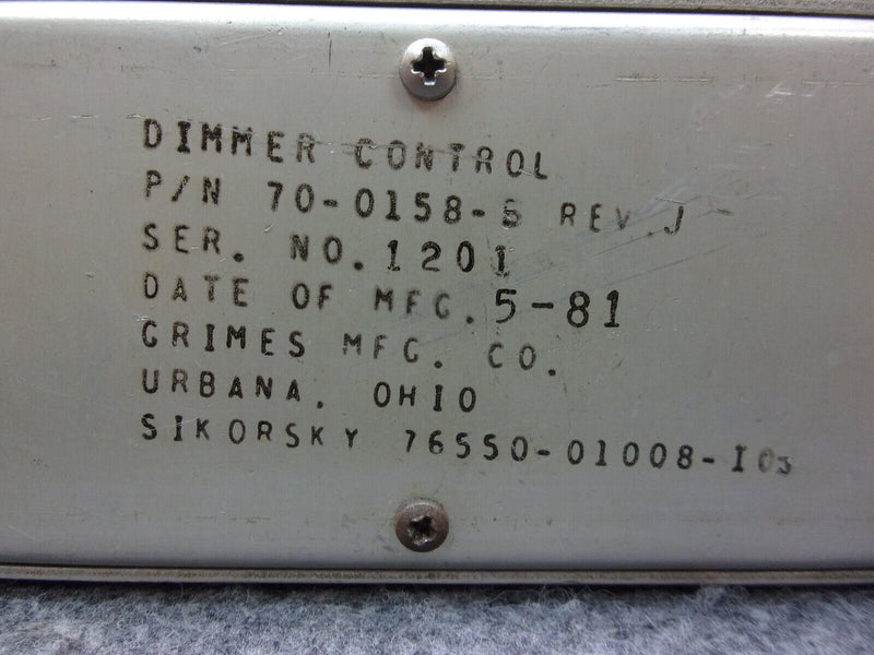 Sikorsky 76550-01008-103 Grimes 70-0158-5 Dimmer Control