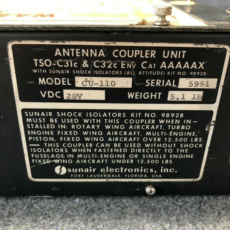 Sunair Electronics CU-110 Antenna Coupler