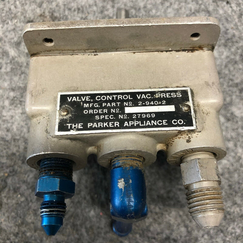 Parker Vacuum Pressure Control Valve P/N 2-940-2