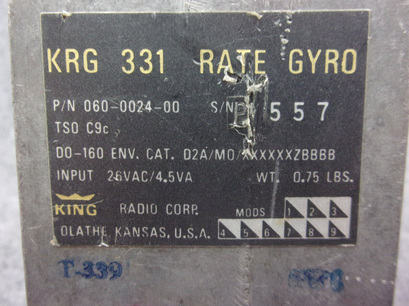 King KRG-331 Rate Gyro P/N 060-0024-00