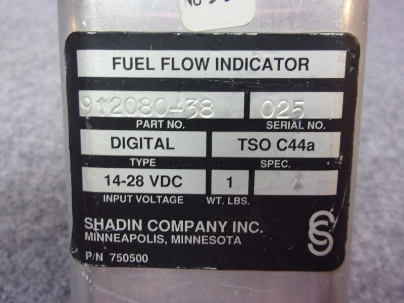 Shadin Fuel Flow Indicator With Connector P/N 912080-38