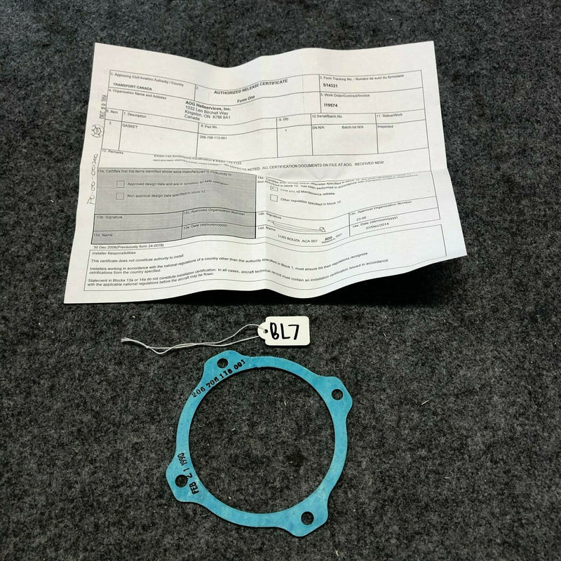 Bell 206 Gasket P/N 206-706-113-001 (With TC Form One)