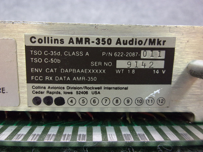 Collins AMR-350 Audio Marker Panel P/N 622-2087-011