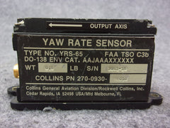 Collins Condor YRS-65 Yaw Rate Sensor P/N 270-0930-010  856-0003-010