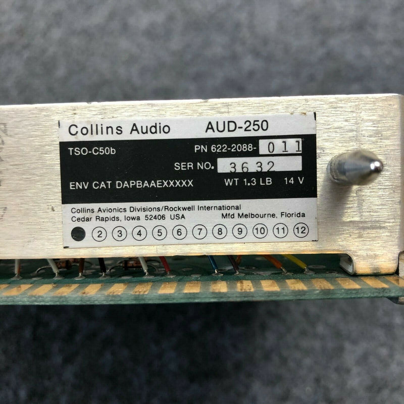 Collins Audio Panel AUD-250 P/N 622-2088-011