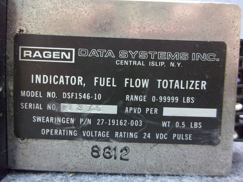 Swearingen 27-19162-003  Ragen DSF1546-10 Fuel Flow Totalizer Indicator