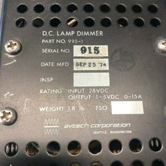Avtech 28V DC Lamp Dimmer P/N 995-1