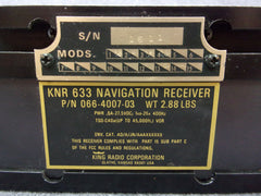 King KNR-633 Navigation Receiver P/N 066-4007-03