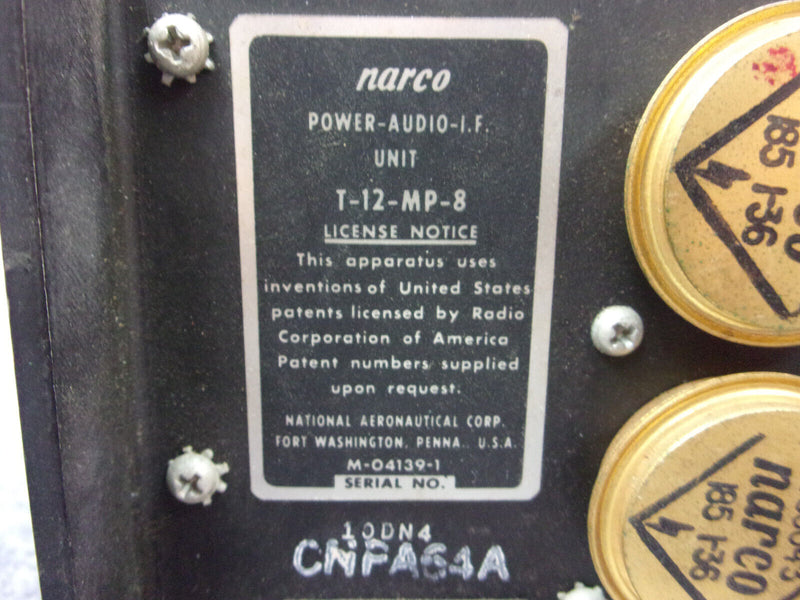 Narco Tube Power Audio I.F. Unit P/N T-12-MP-8