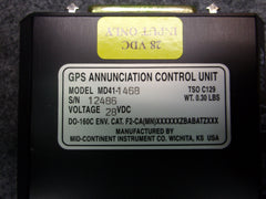 Mid-Continent GPS Annunciation Control Unit P/N MD41-1468 (New w/8130)