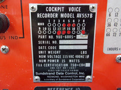 Sunstrand AV557B Cockpit Voice Recorder P/N 980-6005-054 Repaired w/JAA Form One