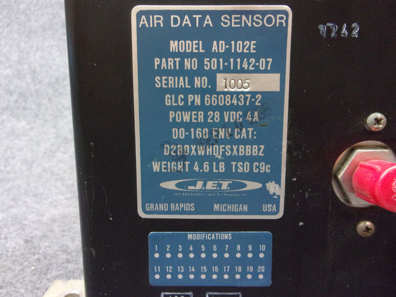 JET AD-102E Air Data Sensor P/N 501-1142-07